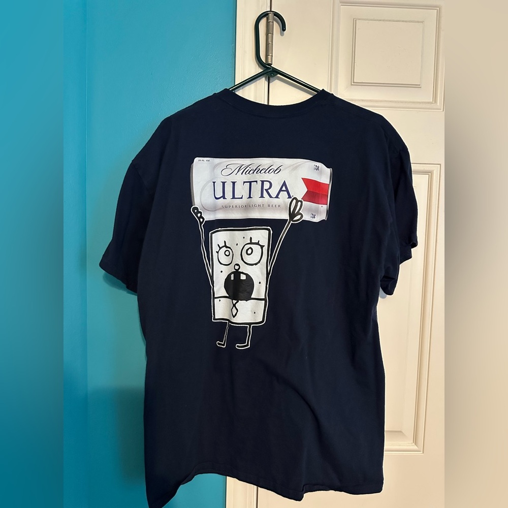 Men's Navy Blue Graphic Tee With Michelob Can Design